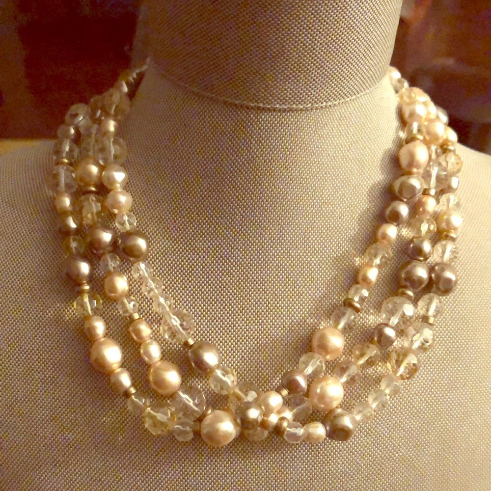 costume jewelry necklace neutral colors
